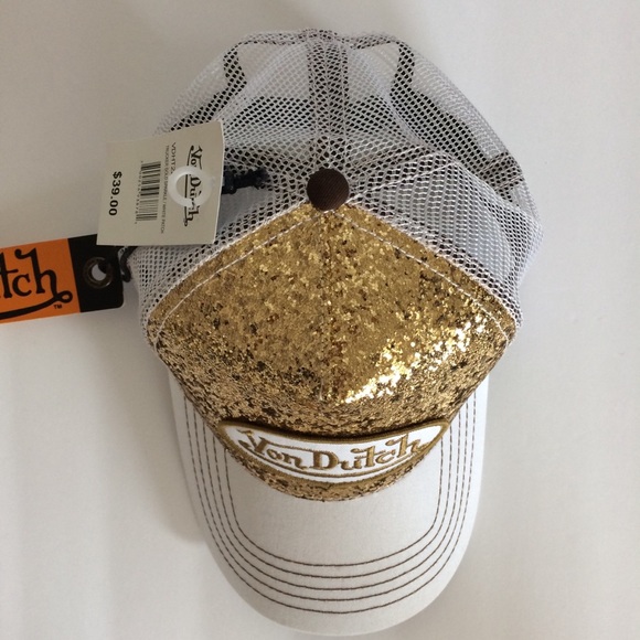 Von Dutch gold sparkle white patch trucker hat - Picture 6 of 8